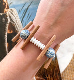 Blue & White Basketweave Bracelet Set