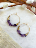 The Raenyra Hoop - Large Amethyst Gemstone Beaded Hoops