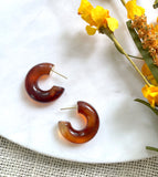 The Amber Hoop - Small Tortoise Acrylic Huggie Hoops