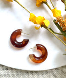 The Amber Hoop - Small Tortoise Acrylic Huggie Hoops