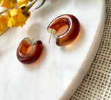 The Amber Hoop - Small Tortoise Acrylic Huggie Hoops