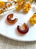 The Amber Hoop - Small Tortoise Acrylic Huggie Hoops