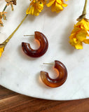 The Amber Hoop - Small Tortoise Acrylic Huggie Hoops