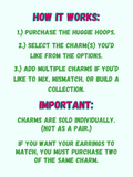 Create Your Own Huggie Hoops // Colorful, Eclectic // 42 Charm Options