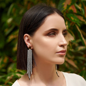 The Adrian Earring - Black & White Striped