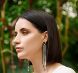 The Adrian Earring - Black & White Striped