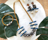 African Bone Bead & Wood Bracelet Set