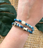 Tie Dyed Coconut Shell Bracelet Set