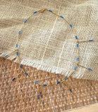 D111 - Dainty Beaded Blue & Gold Necklace