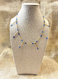 D111 - Dainty Beaded Blue & Gold Necklace
