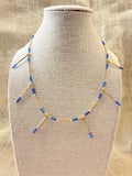 D111 - Dainty Beaded Blue & Gold Necklace