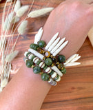 Stackable Olive Jade Stretch Bracelet Set