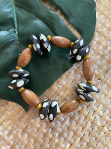 African Bone Bead & Wood Bracelet Set