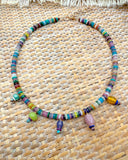 D119 - Rainbow Gemstone Beaded Charm Necklace