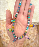 D119 - Rainbow Gemstone Beaded Charm Necklace