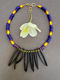 D142 - Ghana Disc Bead & Coconut Shell Spike Necklace