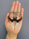 Hand-Beaded Seed Bead Eagle Earrings