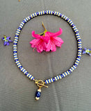 D126 - Cobalt & Coral "Vertebrae" Style Front Clasp Necklace