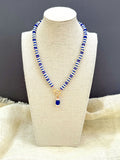 D126 - Cobalt & Coral "Vertebrae" Style Front Clasp Necklace