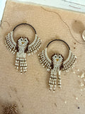 Hand Beaded Barn Owl Earrings