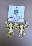 Hand Beaded Barn Owl Earrings