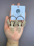 Hand Beaded Barn Owl Earrings