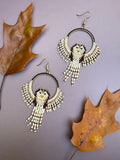 Hand Beaded Barn Owl Earrings