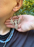 Hand Beaded Barn Owl Earrings