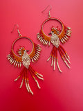 Hand Beaded Phoenix Earrings