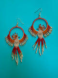 Hand Beaded Phoenix Earrings