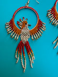 Hand Beaded Phoenix Earrings