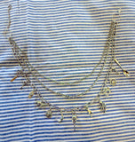 D106 - Antiqued Silver Multi-Strand Charm Necklace