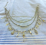 D106 - Antiqued Silver Multi-Strand Charm Necklace