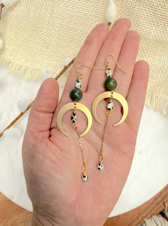 The Sasha Earring - Olive Jade