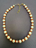 D143- Orange Striped Pearl Necklace