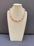 D143- Orange Striped Pearl Necklace