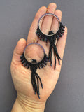 Hand-Beaded Seed Bead Raven Earrings