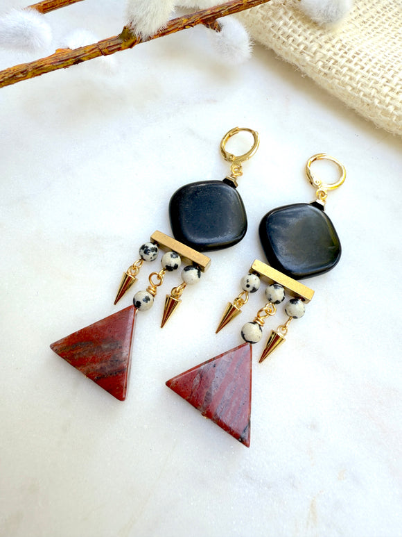 The Ivy Earring - Red Jasper