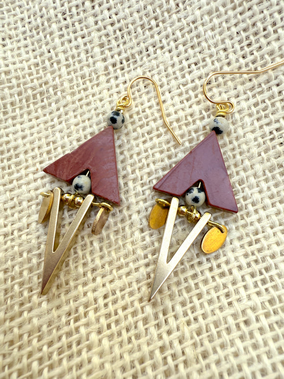 The Makeda Earring - Red Stone