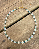 D120 - Sea Opal & Blue Tiger's Eye Gemstone Necklace