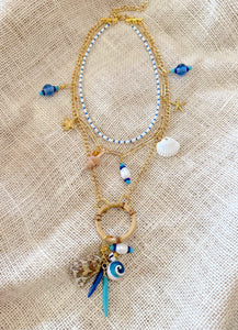 D112 - 'Coastal Grandmother' Layered Charm Necklace