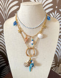 D112 - 'Coastal Grandmother' Layered Charm Necklace