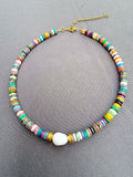 The Aisha Necklace - Multicolor Beaded Gemstone Choker with Freshwater Pearl