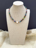 The Aisha Necklace - Multicolor Beaded Gemstone Choker with Freshwater Pearl