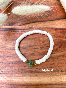 Stackable Olive Jade Stretch Bracelet Set