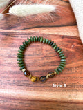 Stackable Olive Jade Stretch Bracelet Set