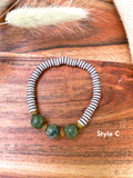 Stackable Olive Jade Stretch Bracelet Set