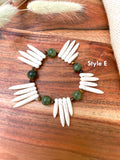 Stackable Olive Jade Stretch Bracelet Set