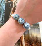 Blue & White Basketweave Bracelet Set