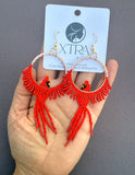 Hand-Beaded Seed Bead Cardinal Earrings